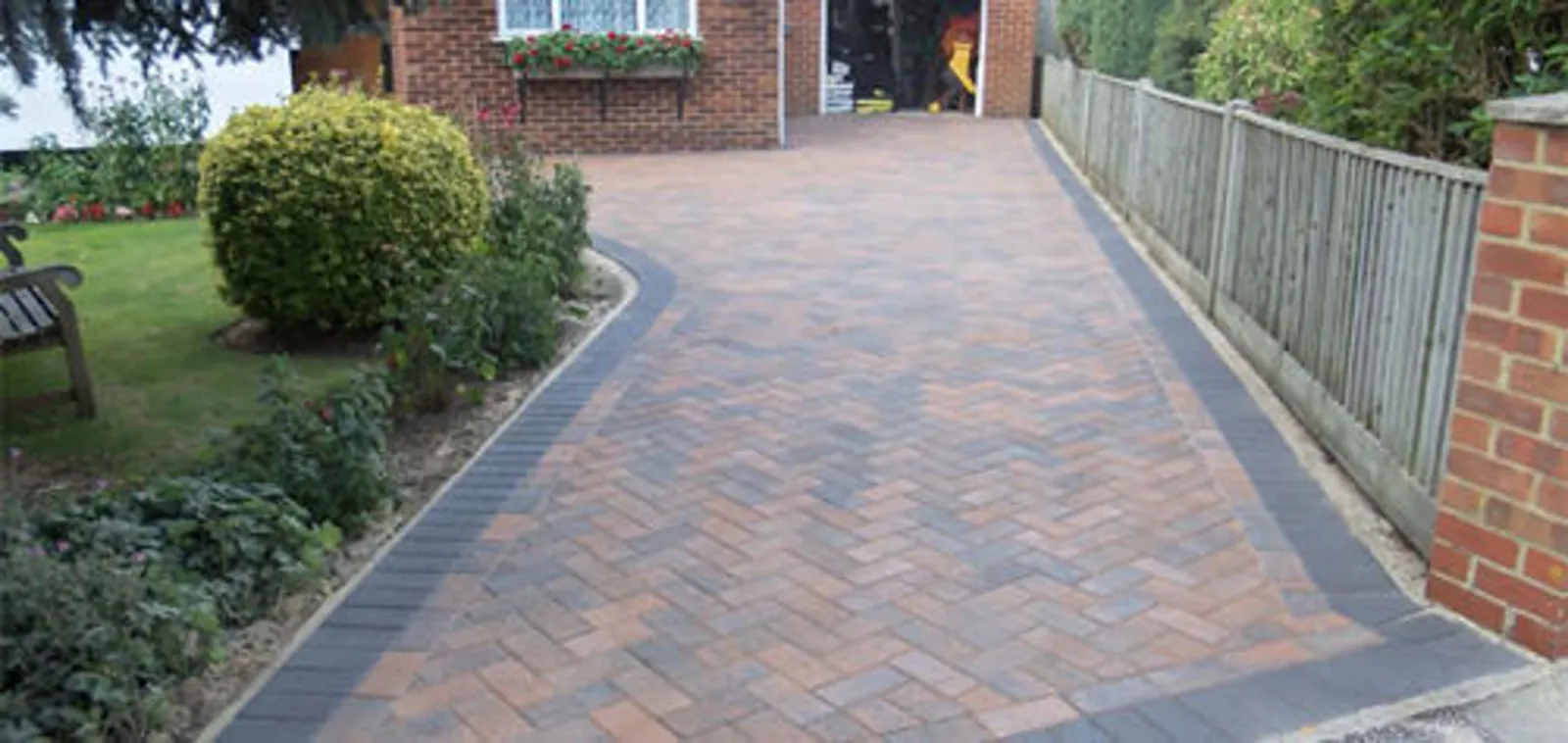 Completed block-paved driveway representing services available in Clitheroe